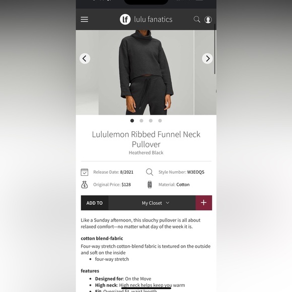 Lululemon Rubbed Funnel Neck Pullover Heathered Black - Picture 3 of 7